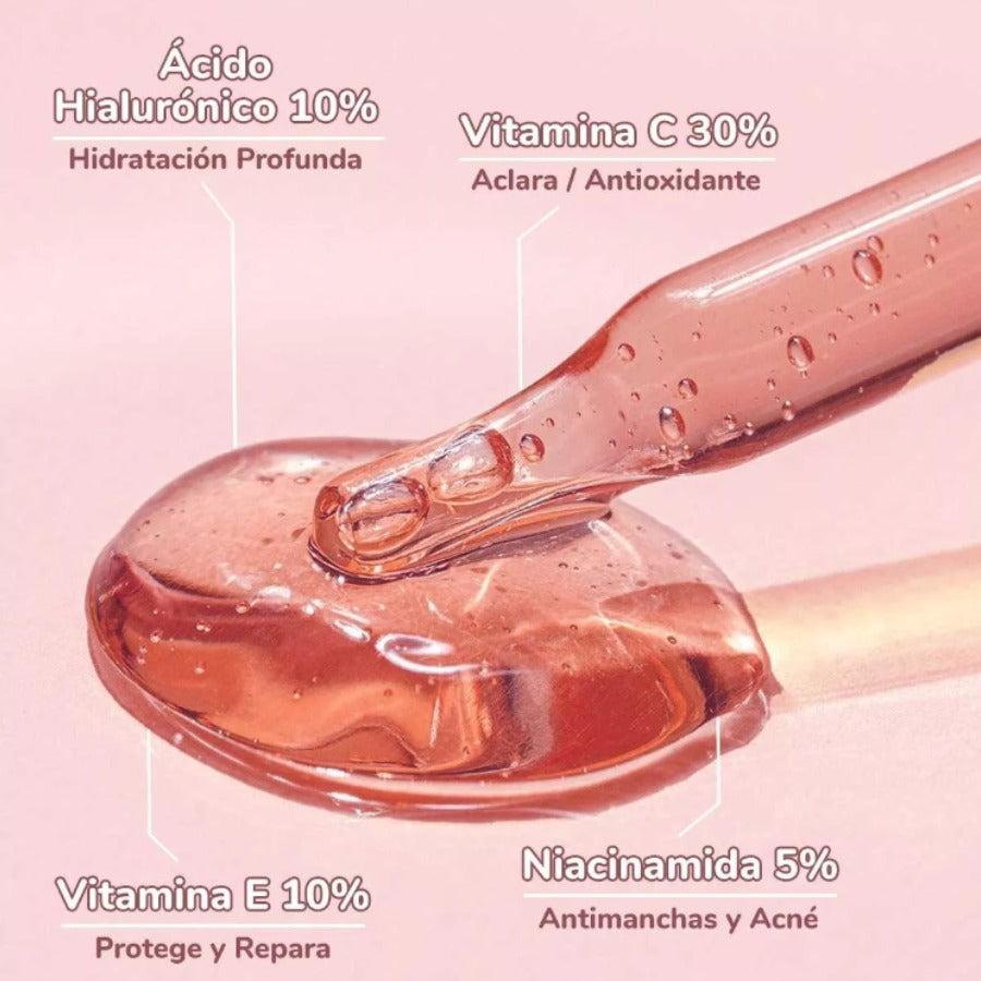 ✨ Título: SkinGlow™ 4 en 1 – Serum Facial con Vitamina C, Ácido Hialurónico, Vitamina E y Niacinamida ✨